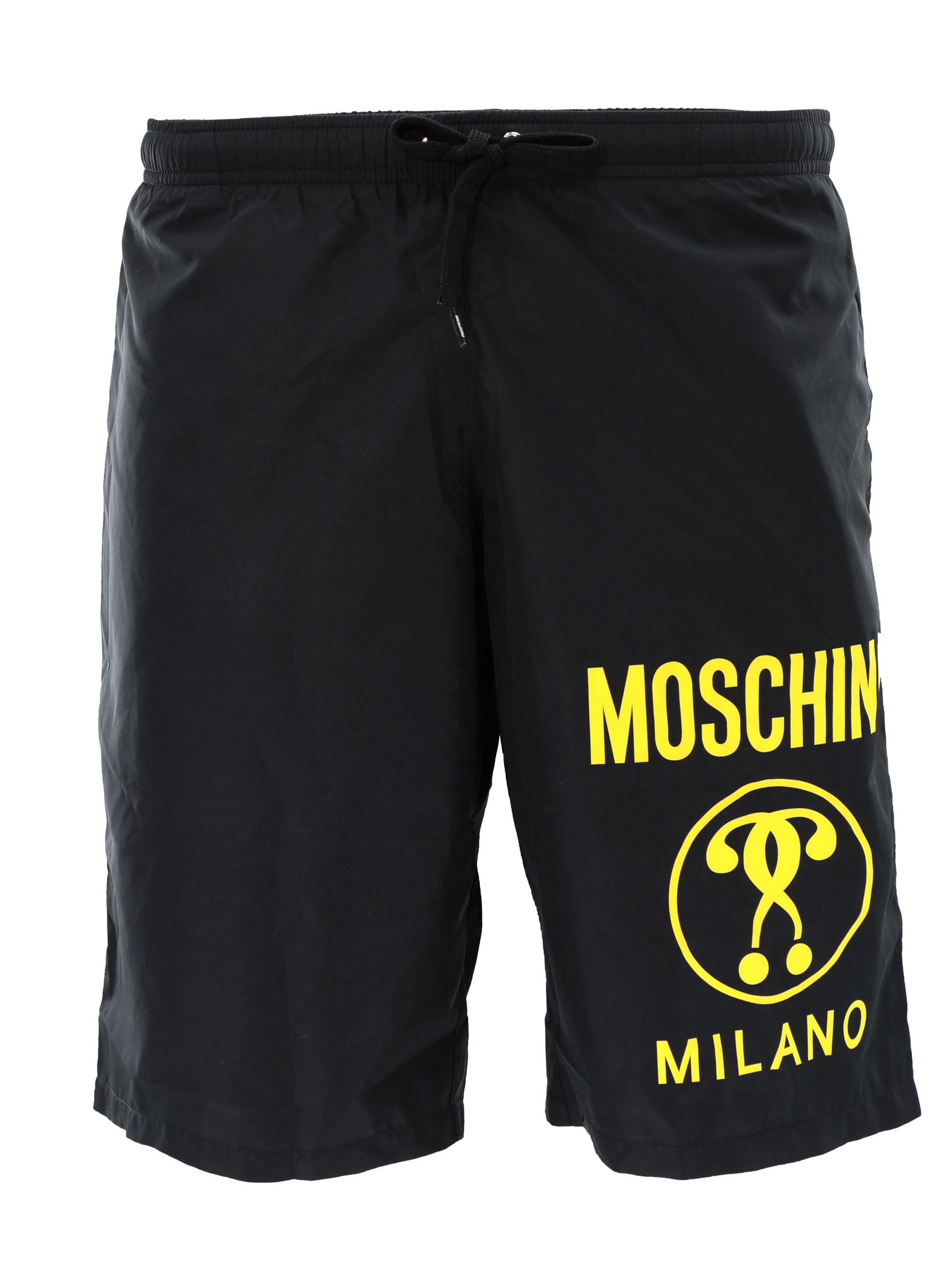 DOUBLE QUESTION MARK SWIM SHORTS - BLACK W/ YELLOW