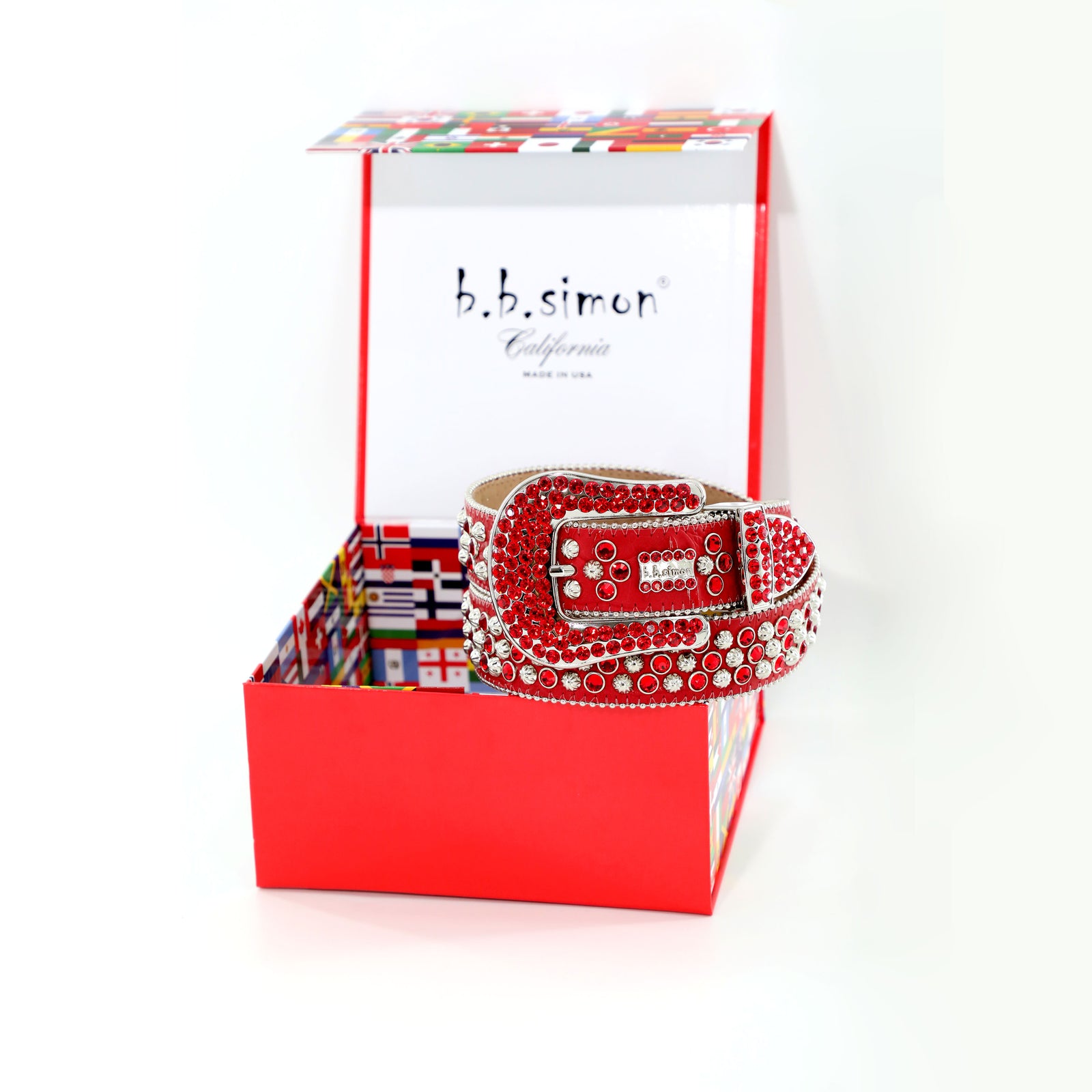 B.B. Simon red Swarovski crystal belt with silver parachute hardware – view 5 of 7