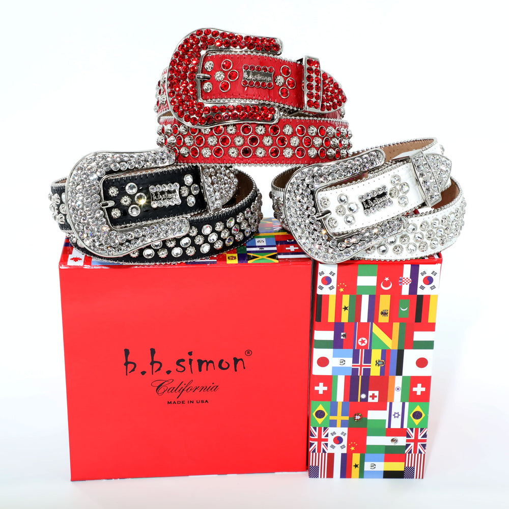 B.B. Simon red Swarovski crystal belt with silver parachute hardware – view 3 of 7