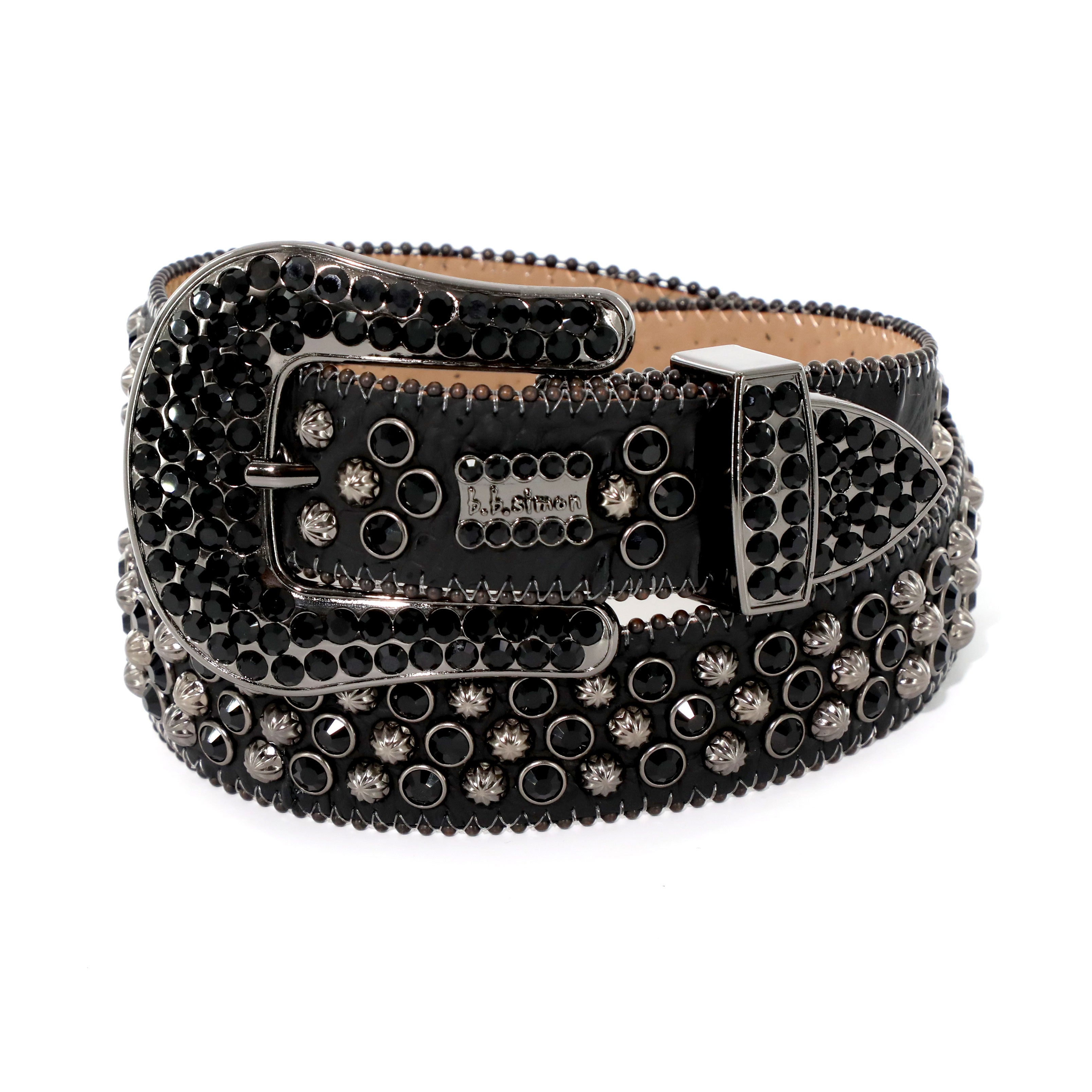 BB SIMON BELT W/ BLACK SWAROVSKI AND PEWTER PARACHUTE BLACK