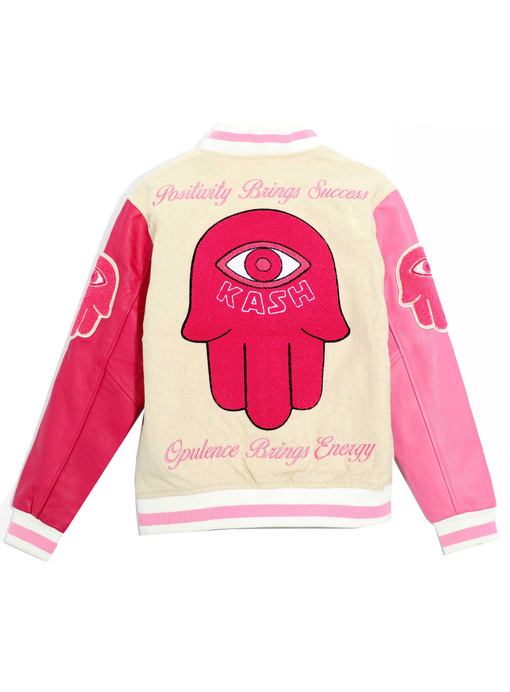 KASH Chenille Print Varsity Jacket - Pink w/ Cream – view 2 of 6