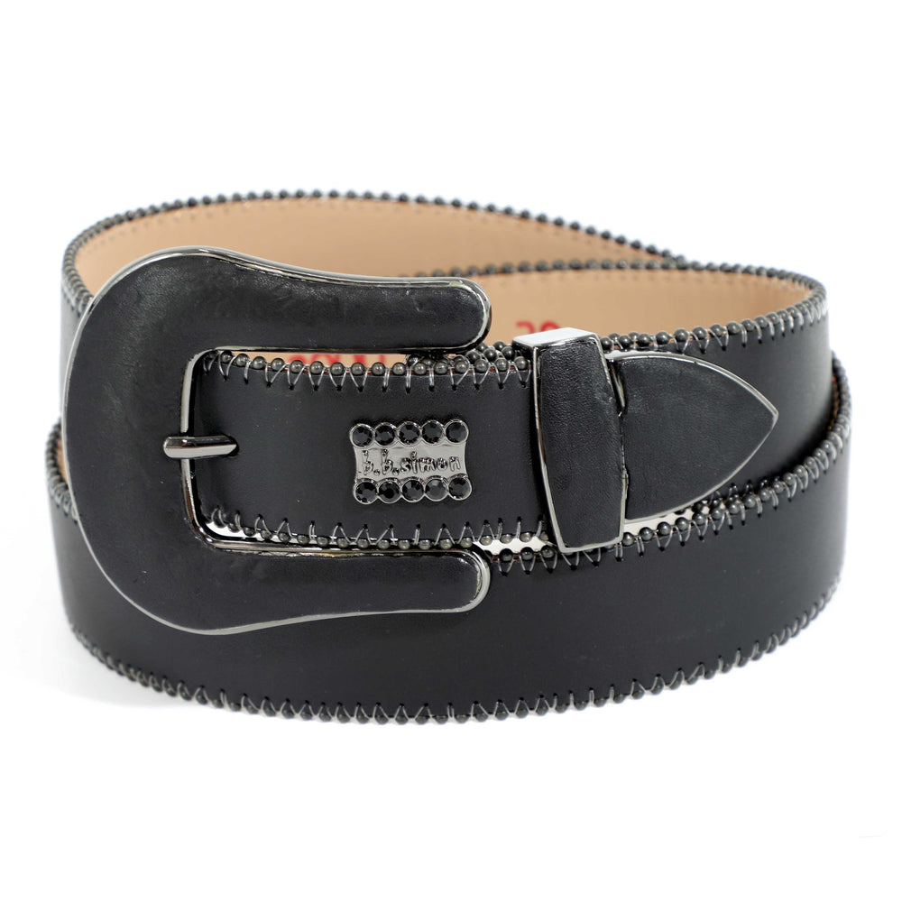 BB Simon All Black Plain Leather Belt - Black – view 1 of 2