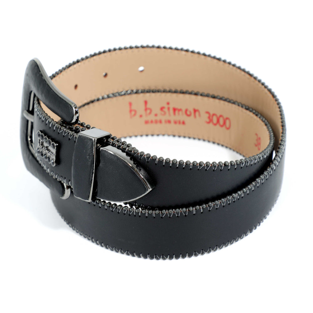 BB Simon All Black Plain Leather Belt - Black – view 2 of 2