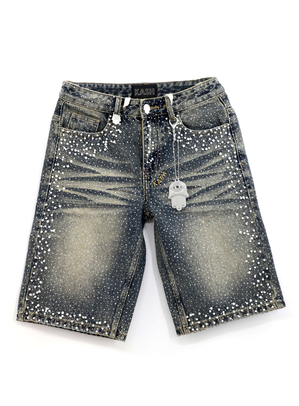 Kash shorts with pearls and clear crystals - Blue