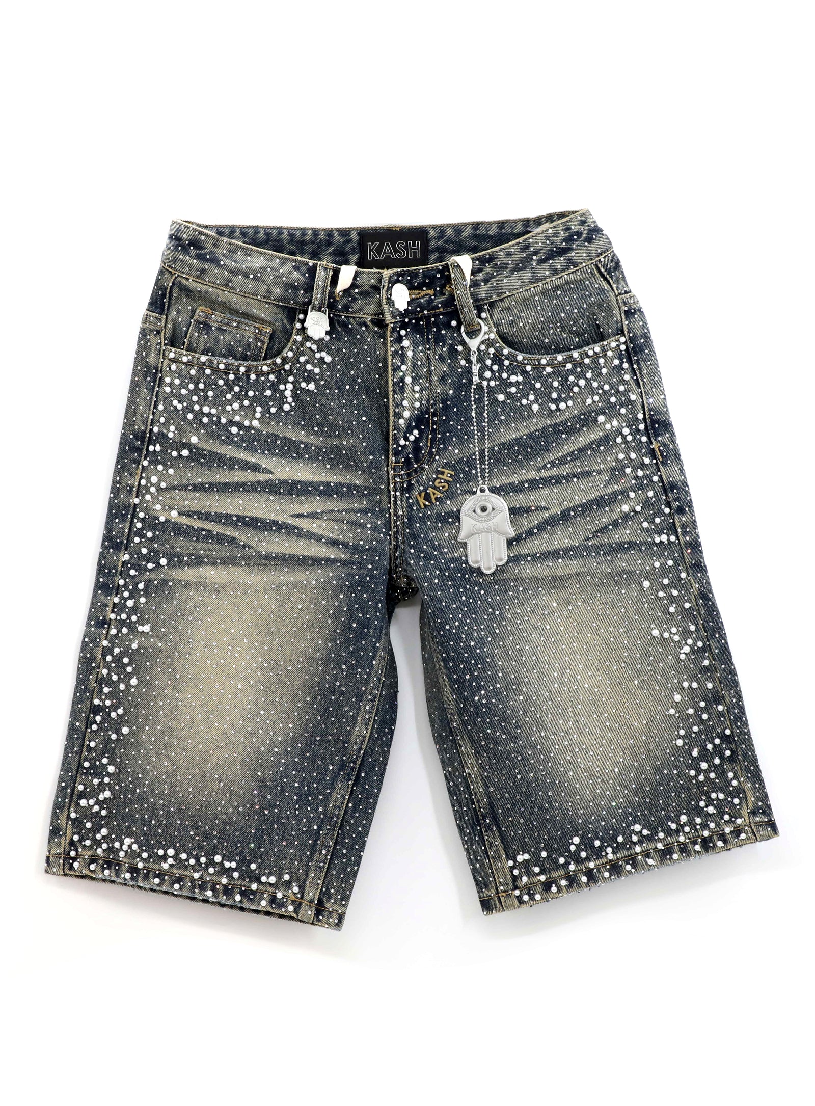 Kash shorts with pearls and clear crystals - Blue