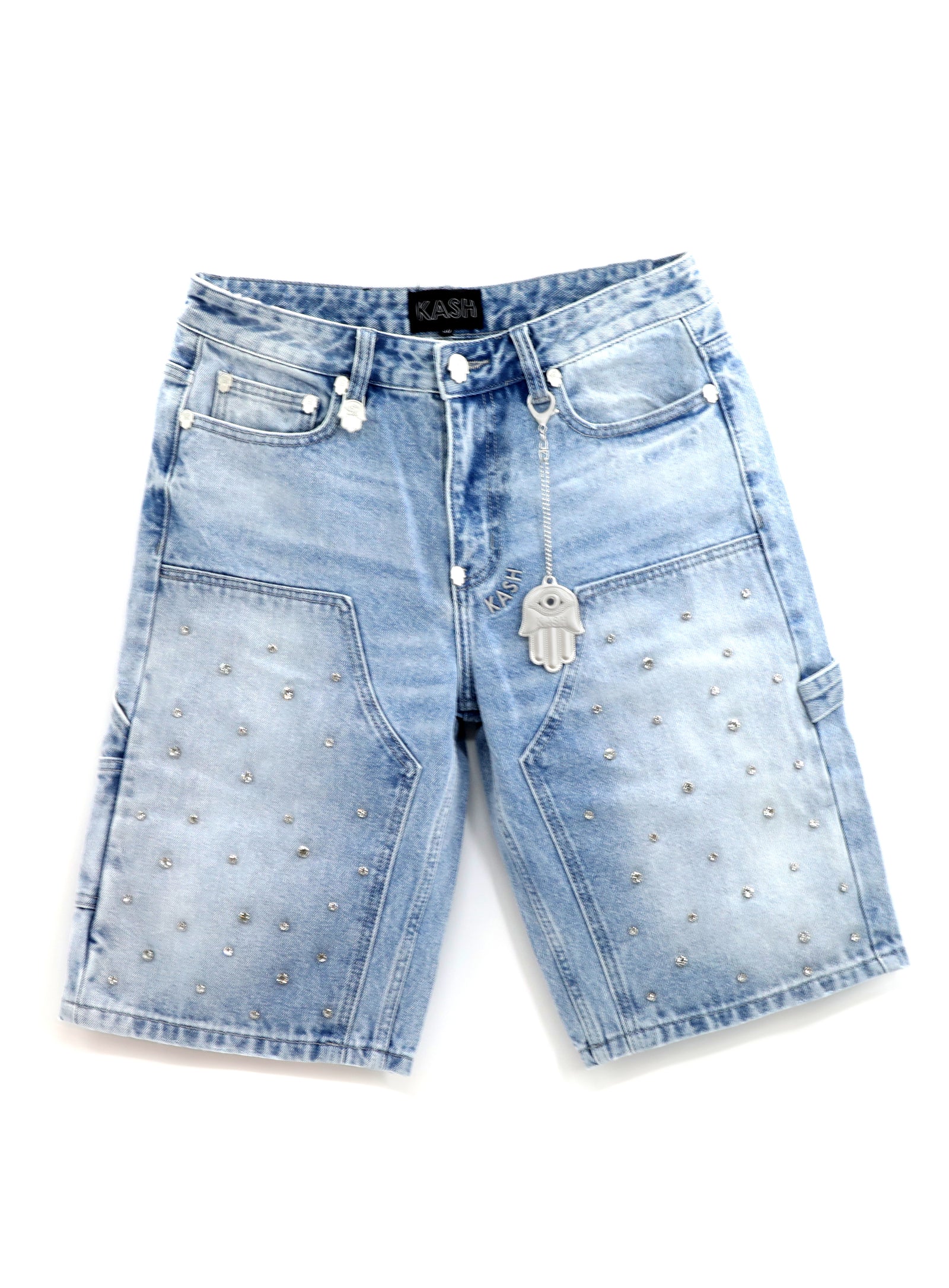 Kash shorts with clear crystals - Blue