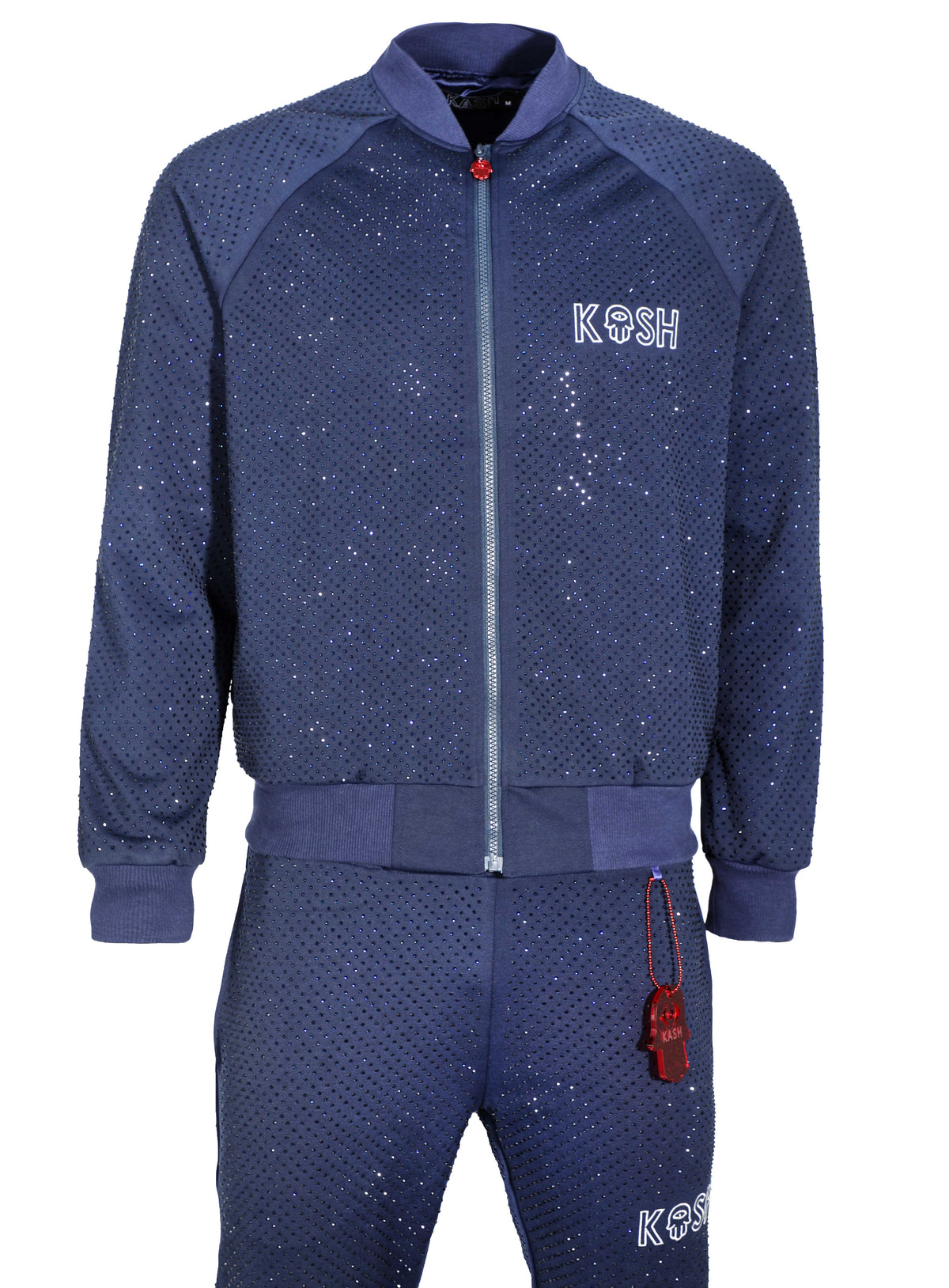 KASH ALL OVER DIAMOND TRACK JACKET - NAVY BLUE