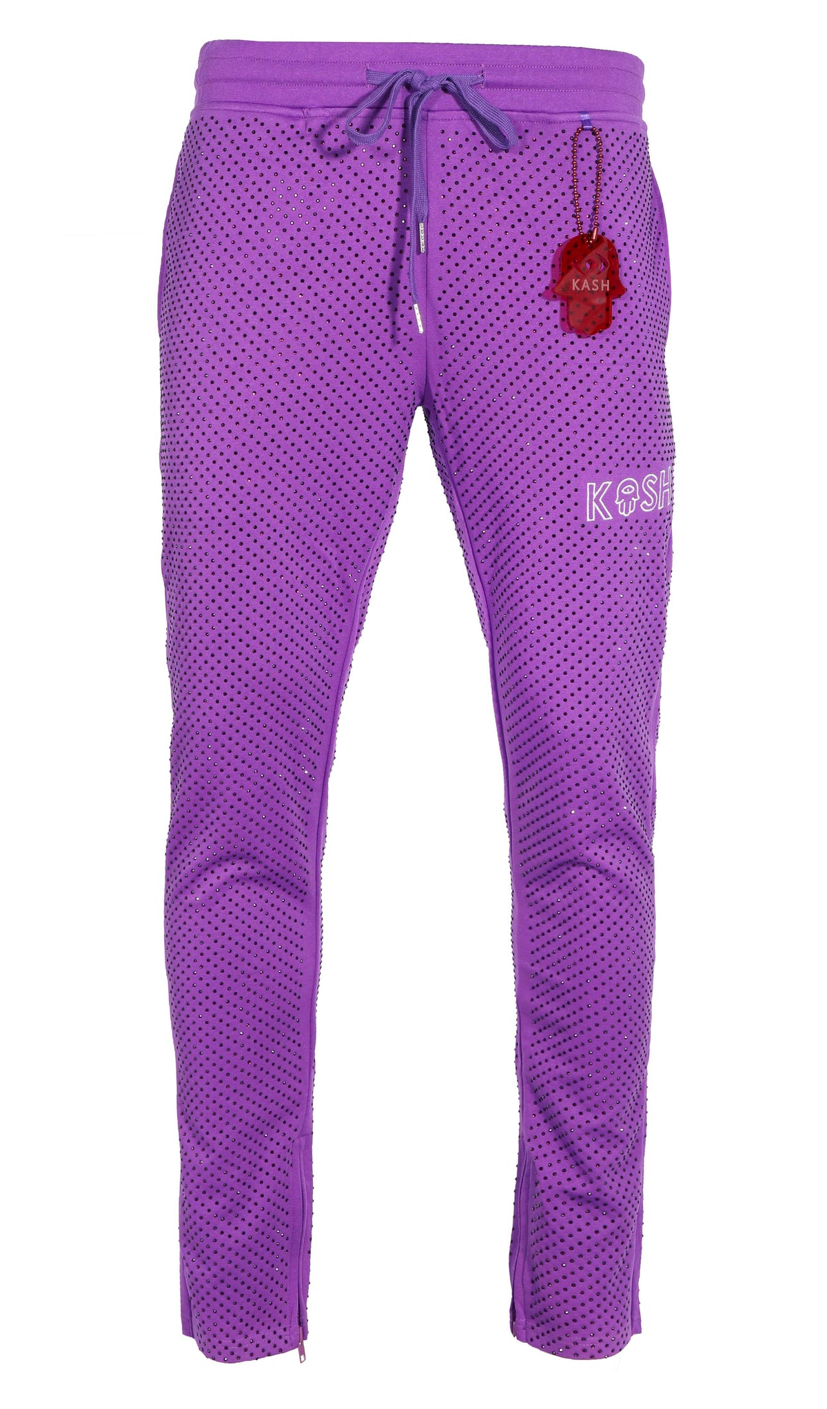KASH ALL OVER DIAMOND TRACK PANTS - PURPLE