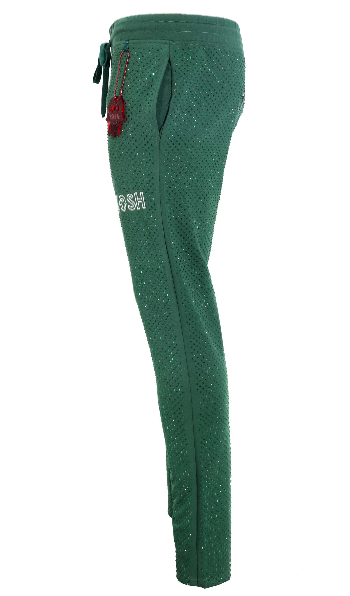 KASH ALL OVER DIAMOND TRACK PANTS - GREEN