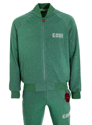 Kash Men's All-Over Crystal Track Jacket – Green