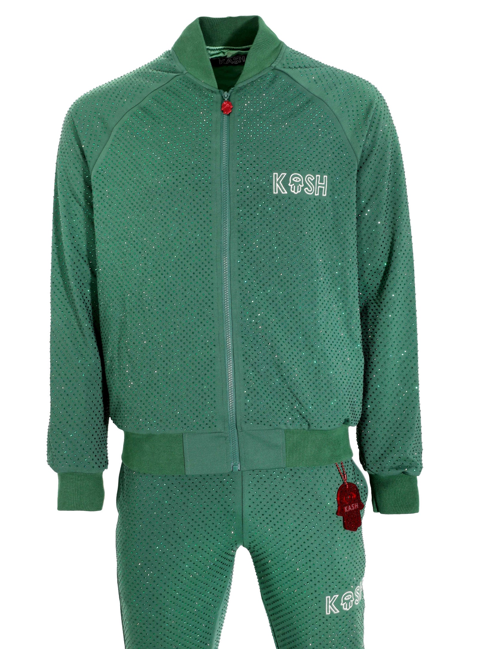 KASH ALL OVER DIAMOND TRACK JACKET - GREEN