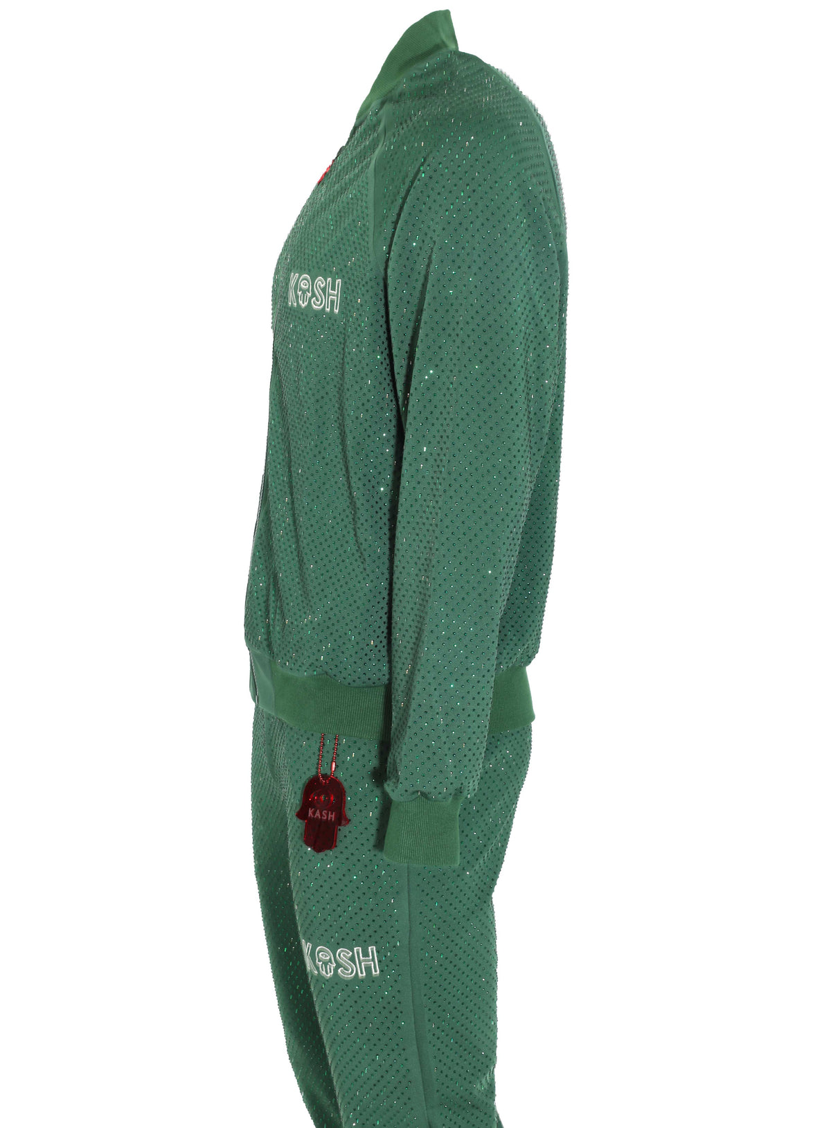 KASH ALL OVER DIAMOND TRACK JACKET - GREEN