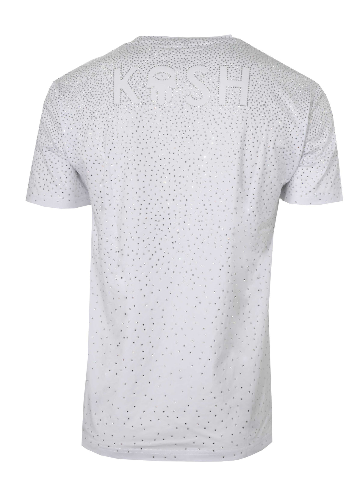 Kash Hamsa logo diamond luxury stretch silky feel tee shirt- true to size - White/Clear