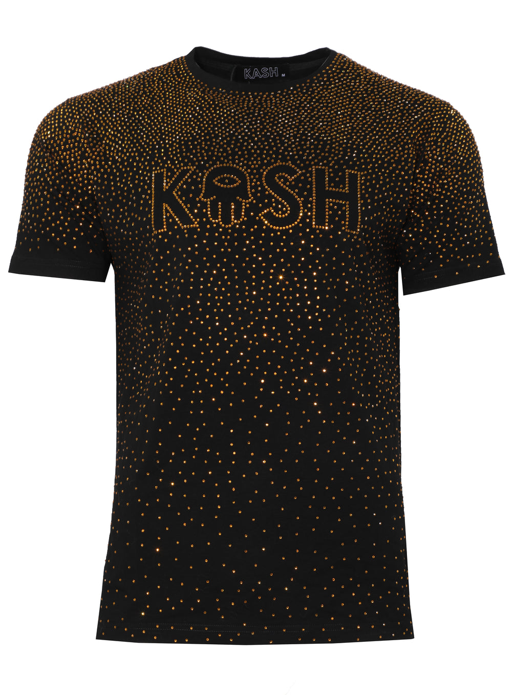 Kash Hamsa Logo Diamond Tee in black and gold – view 1 of 2