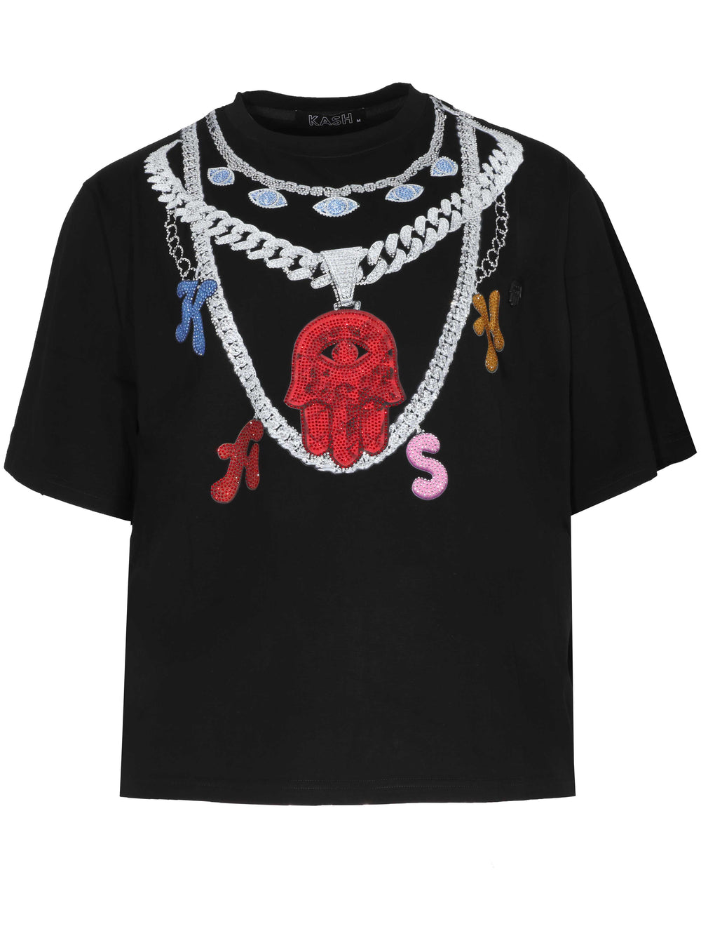 Kash Chains Crystal Tee in black – view 1 of 3