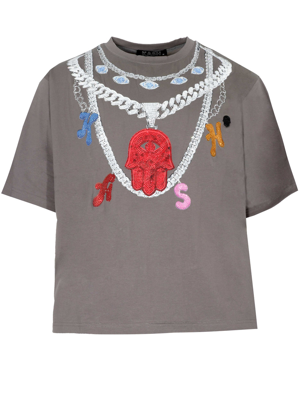 Kash Chains Crystal Tee in grey – view 1 of 3