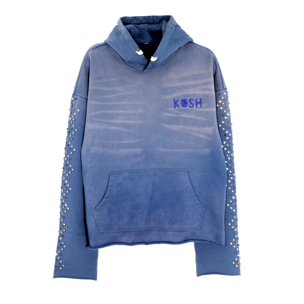 Cali Washed Hoodie with Stones Blue Whiskers