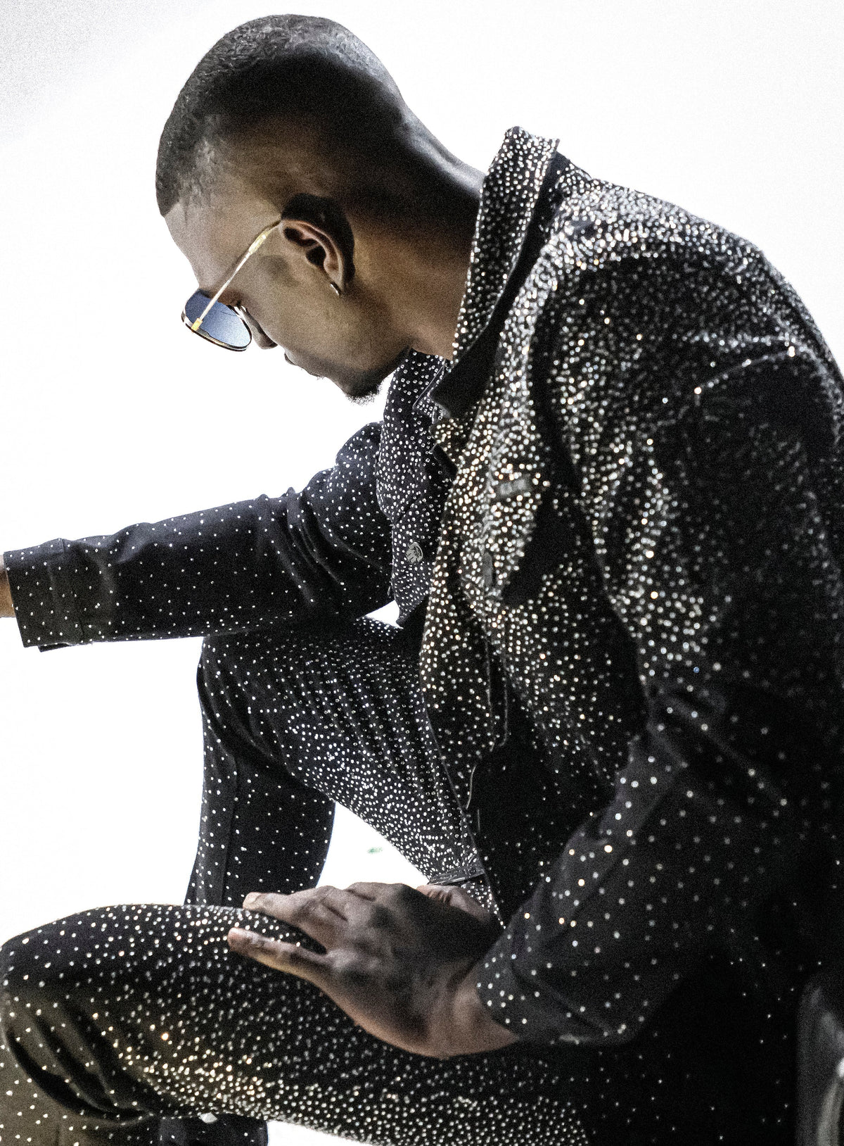 KASH DIAMOND COLLECTION- BLACK DENIM JACKET WITH CLEAR CRYSTALS