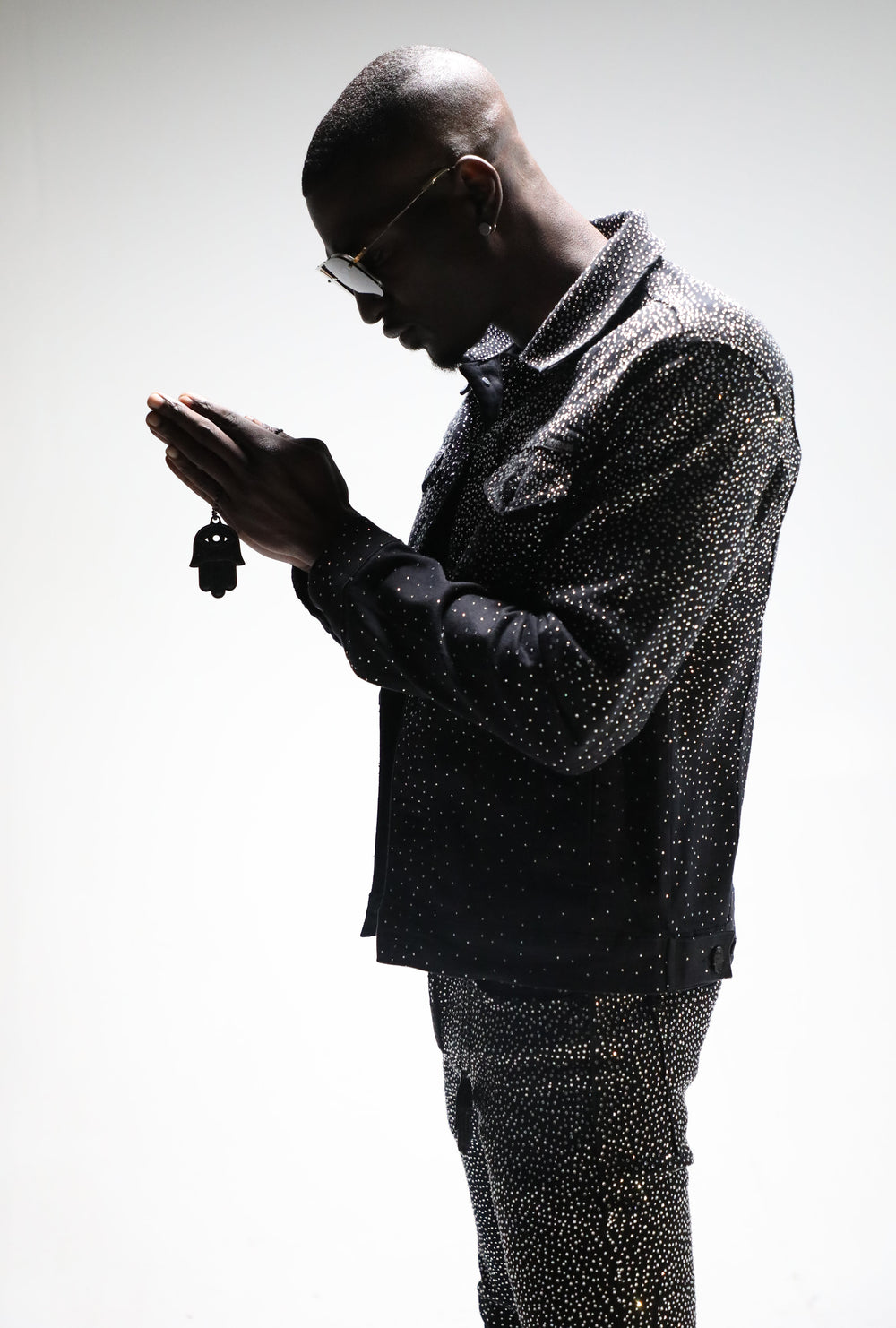 Kash Slim Fit Black Denim with Clear Crystals in black – view 9 of 15