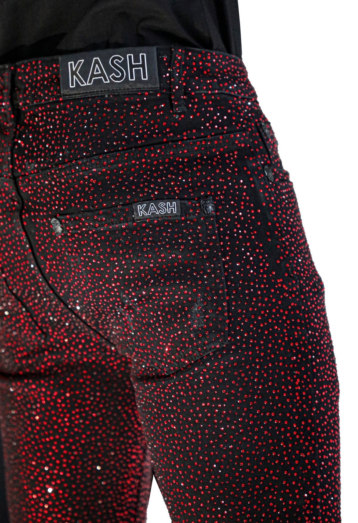 Kash Diamond Denim Black with Red