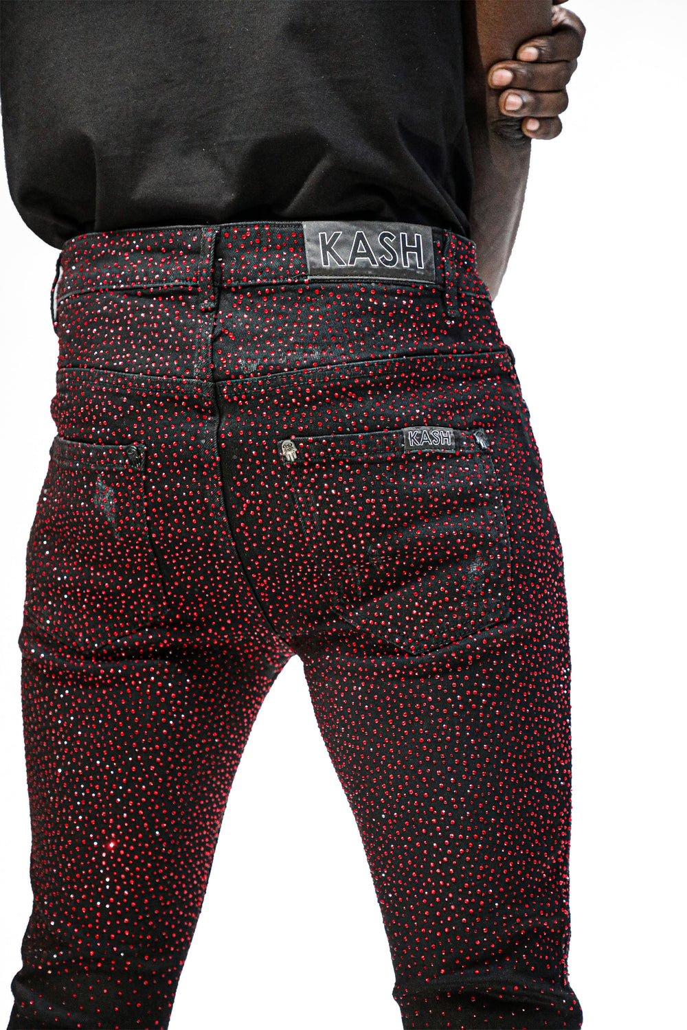 Kash Diamond Denim jeans in black with red – view 7 of 8