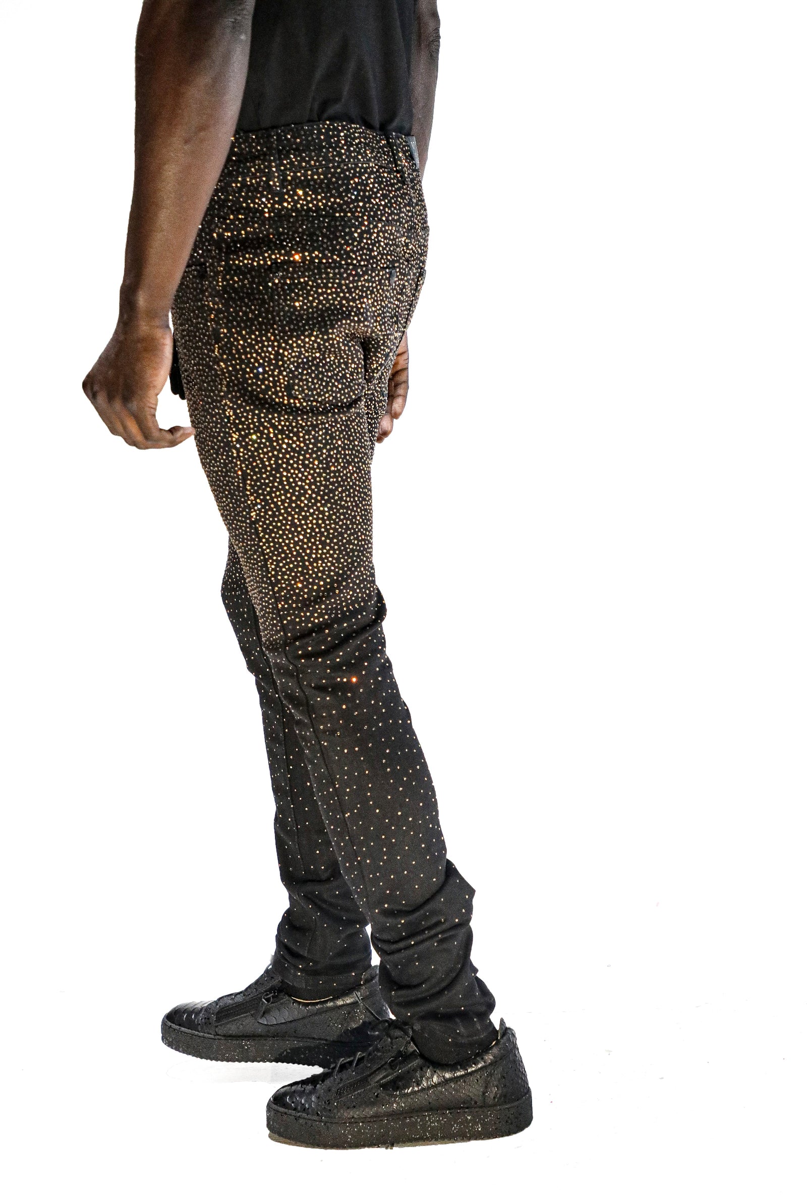 Kash Slim Fit Black Denim with gold crystals, slim black jeans – view 3 of 7