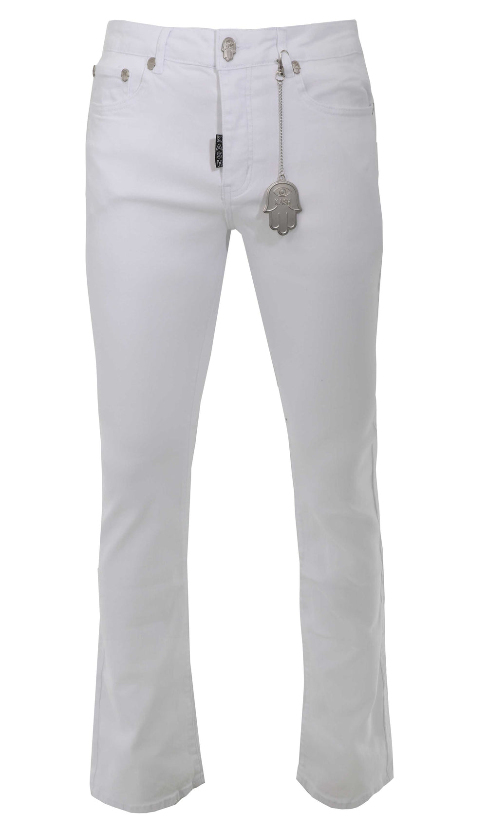 Kash Stacked Denim Hamsa Pocket w/ Eye in white – view 1 of 4