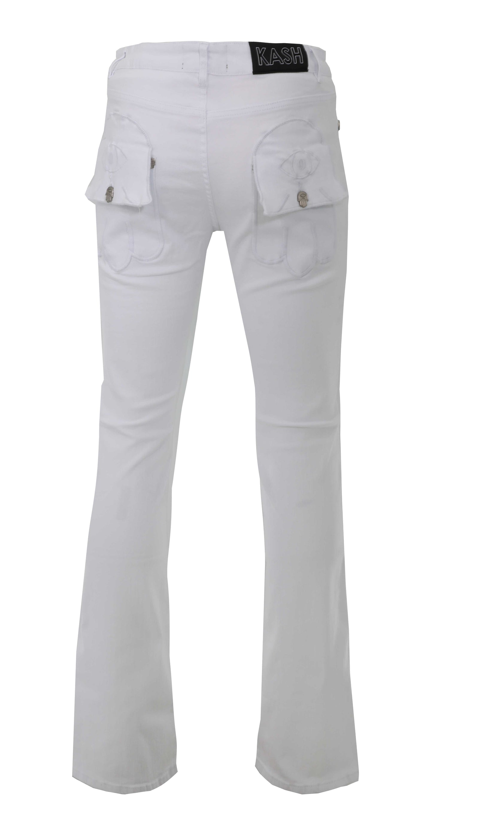 Kash Stacked Denim Hamsa Pocket w/ Eye in white – view 2 of 4
