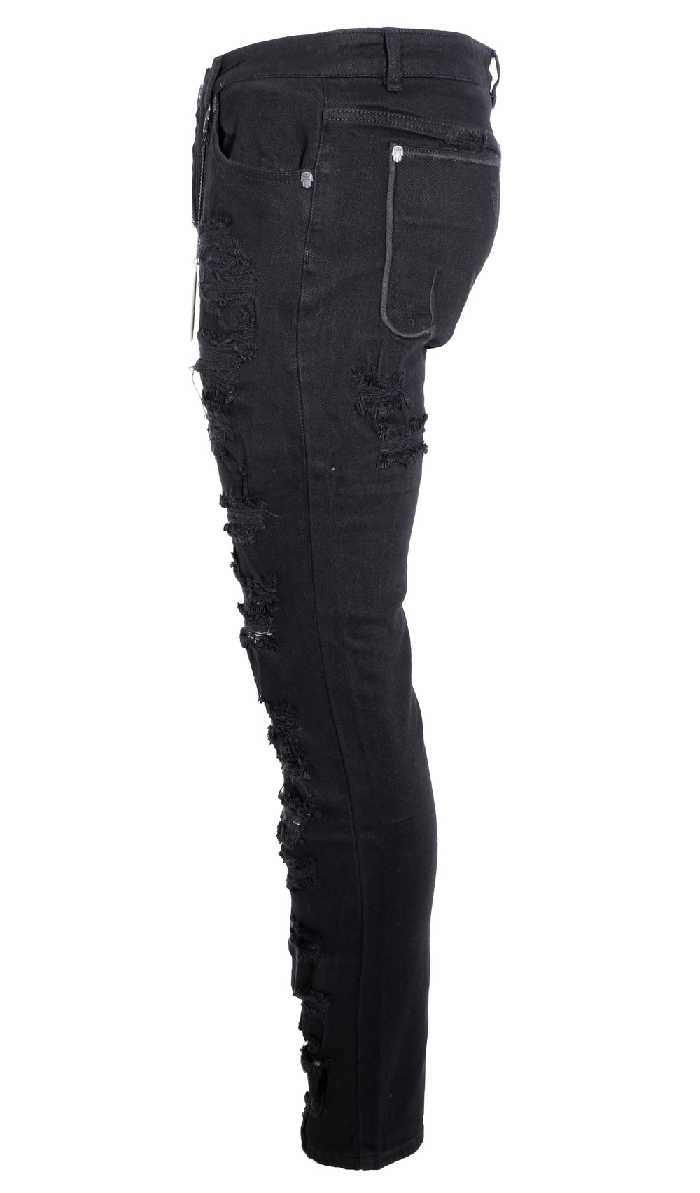 Kash Hamsa Pocket Open Distressed Denim in black – view 3 of 4