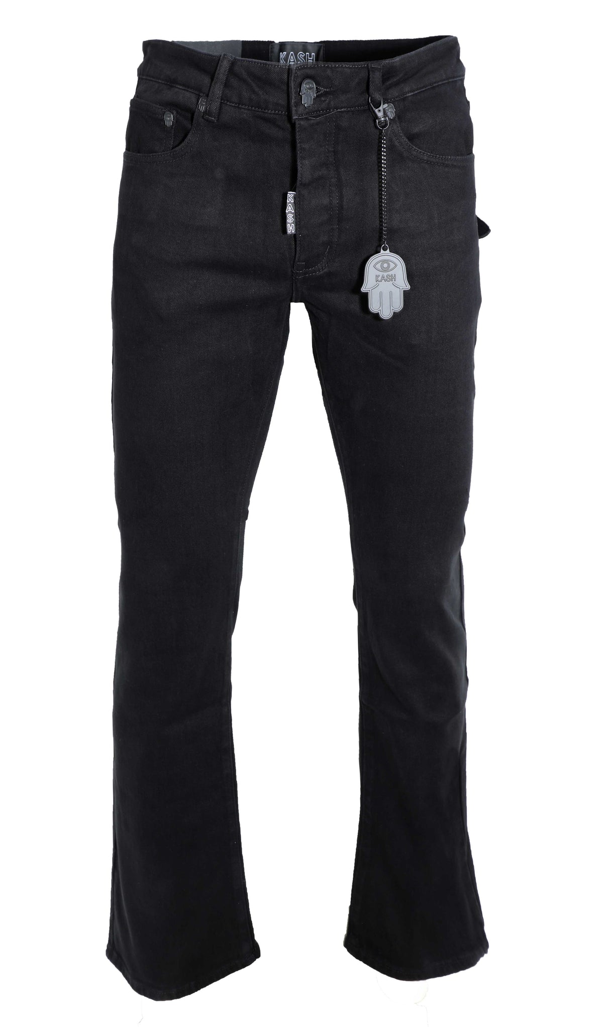 STACKED DENIM HAMSA POCKET W/ EYE - BLACK