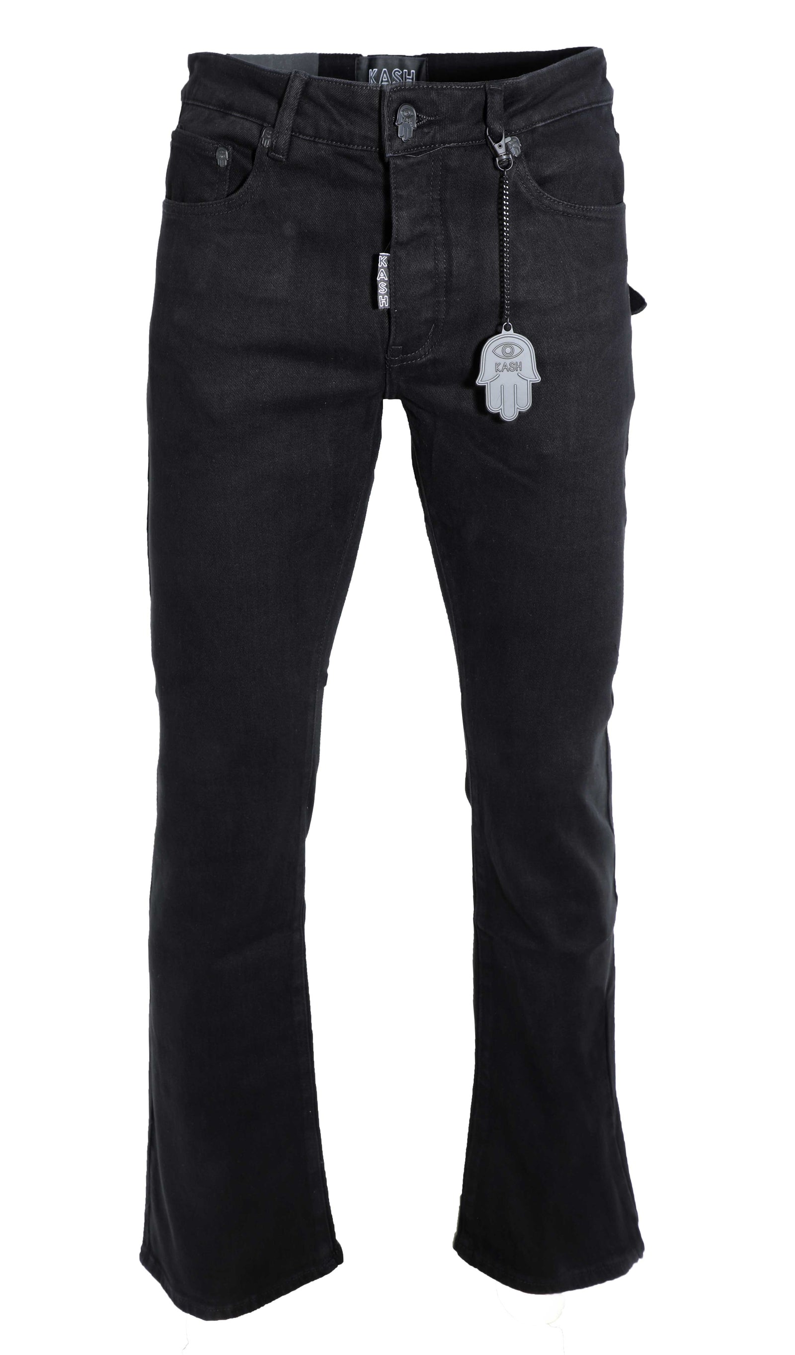 Kash Stacked Denim Hamsa Pocket with Eye Black front
