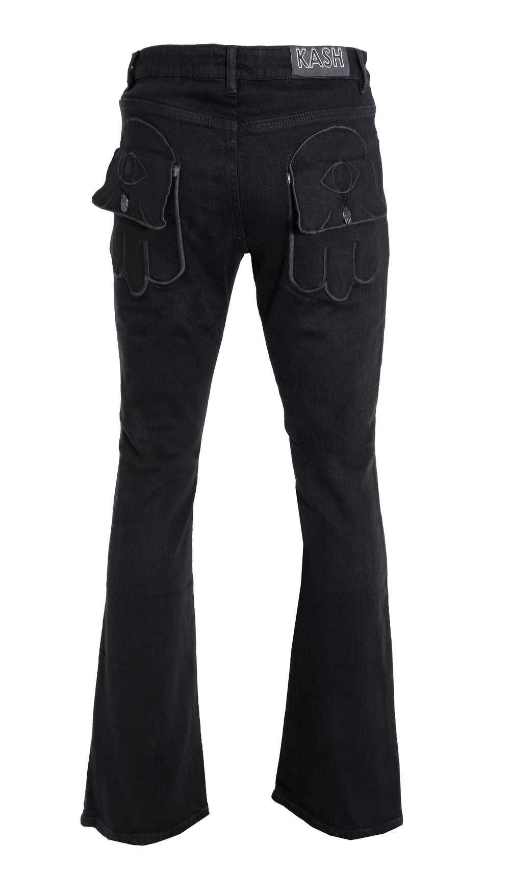 Kash Stacked Denim with Hamsa Eye Pocket in black – view 3 of 6