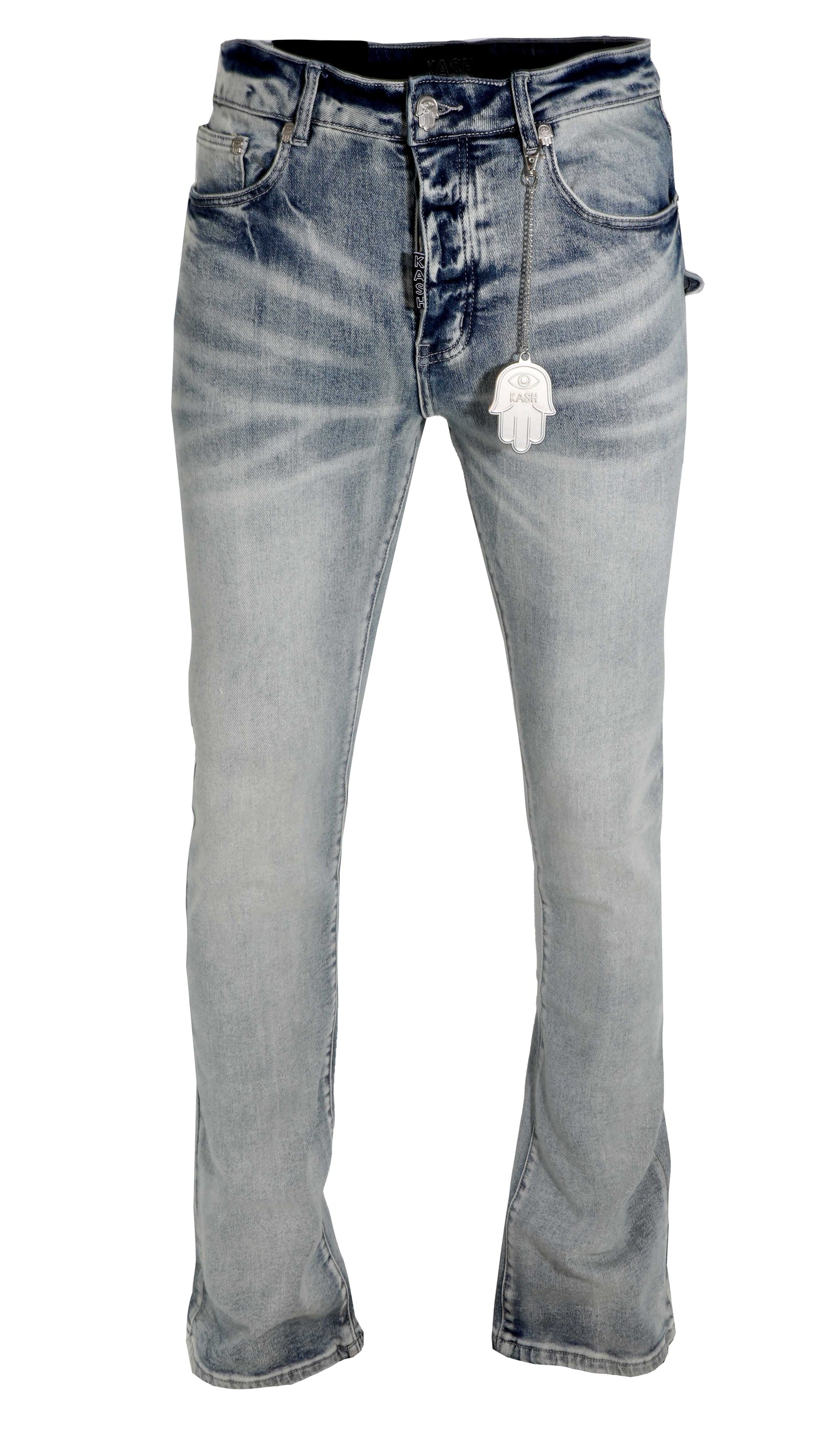 STACKED DENIM HAMSA POCKET W/ EYE - LIGHT BLUE