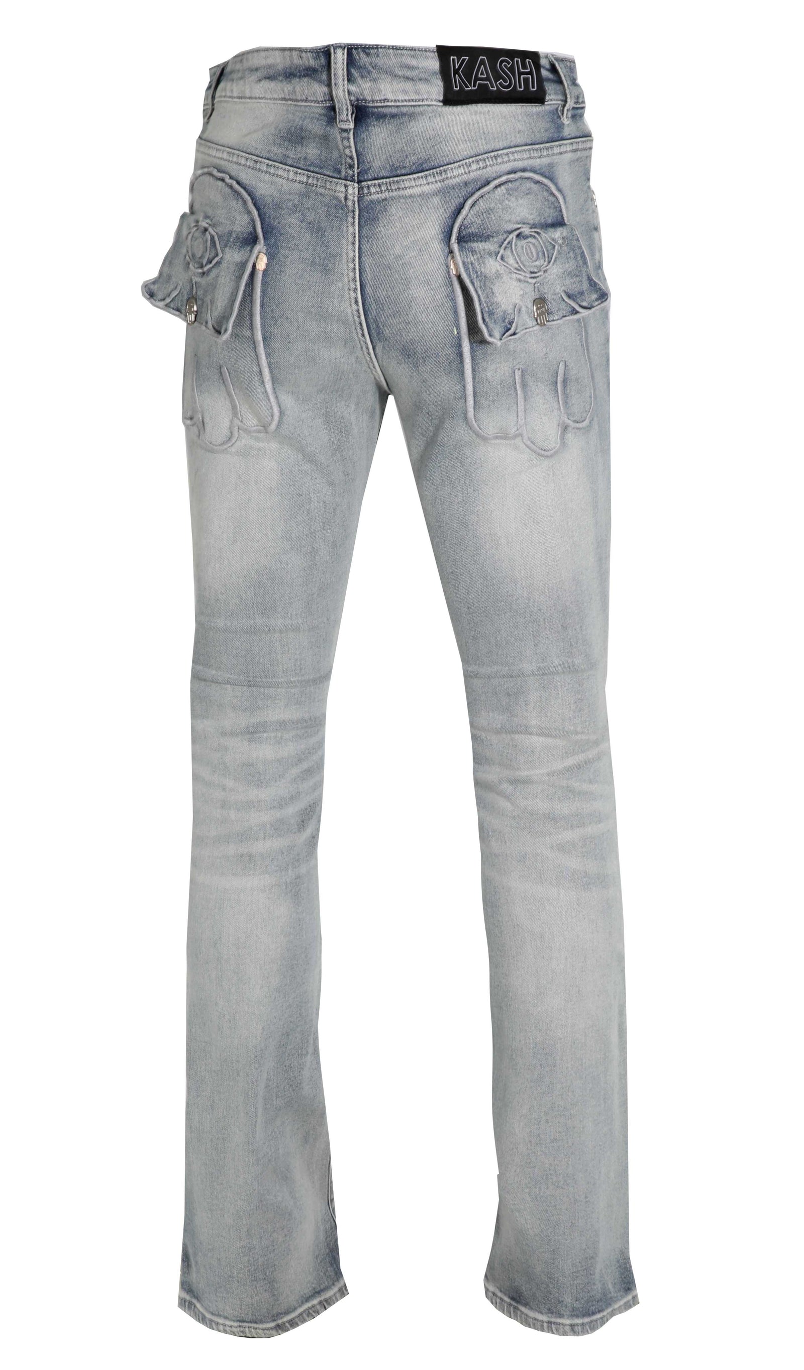 Kash Stacked Denim Hamsa Pocket with Eye in light blue – view 2 of 3