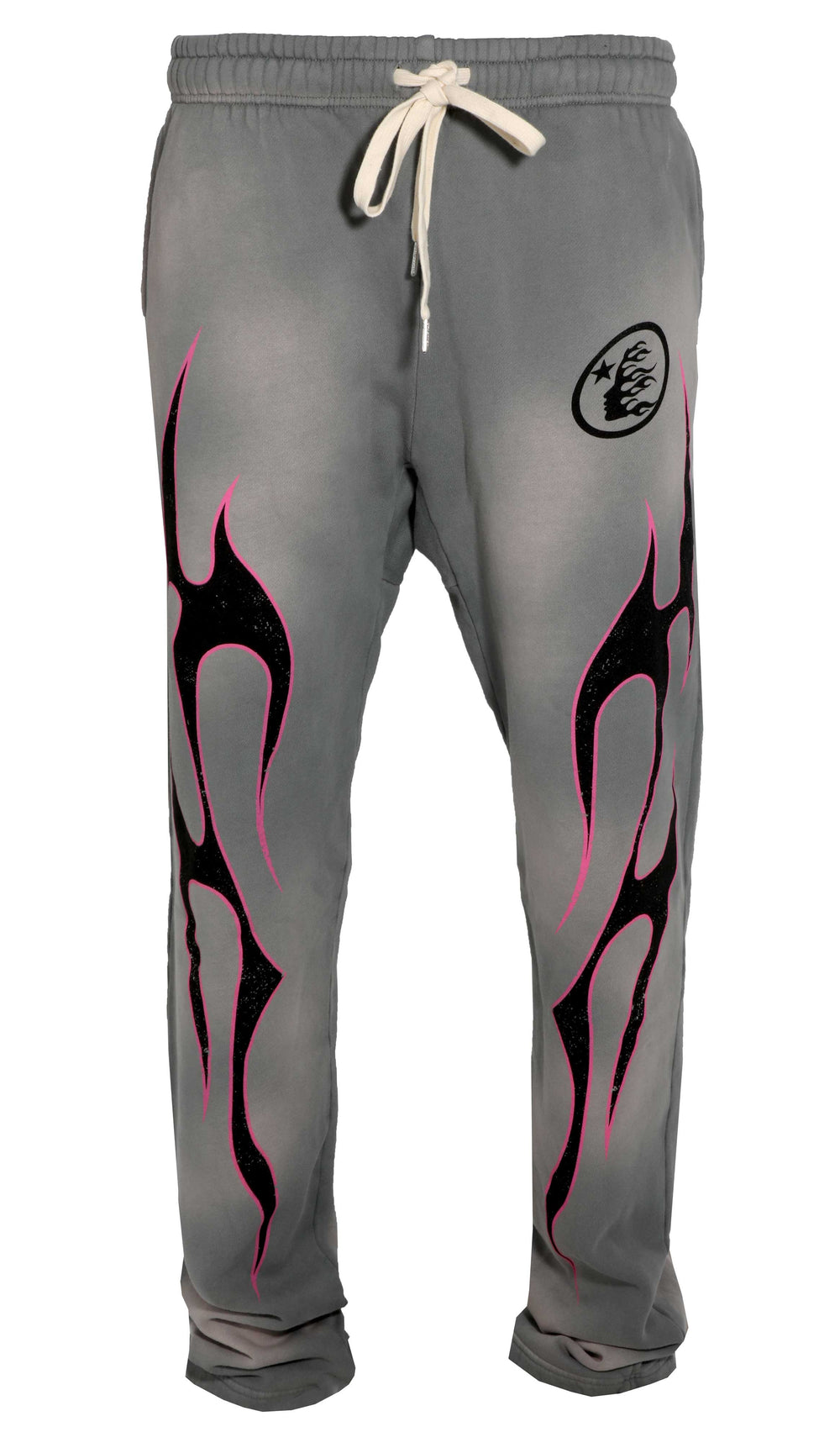 HELLSTAR Pink Future Flame Sweatpants - Washed Grey – view 1 of 3