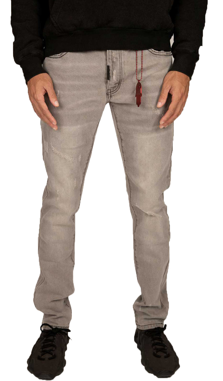 Kash gray denim jeans with Hamsa pocket – view 4 of 8