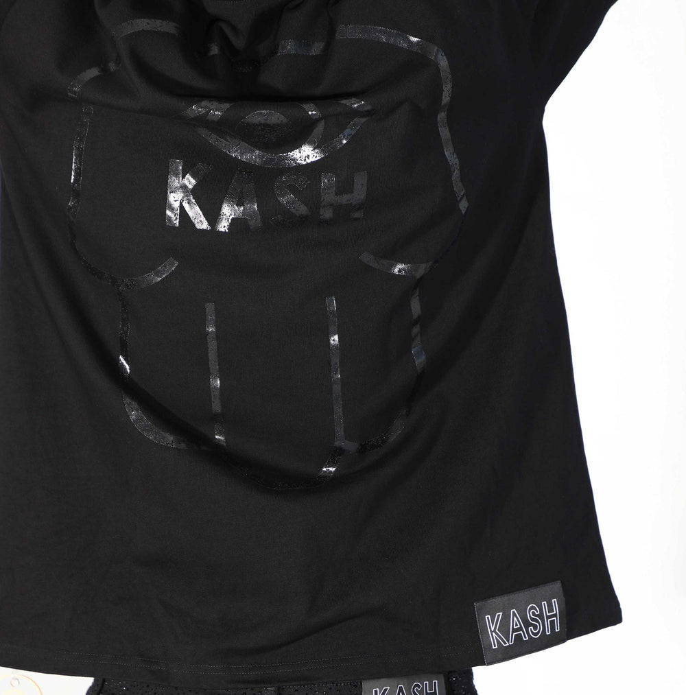 Kash Metallic Logo & Hamsa Hand Tee in black – view 9 of 10