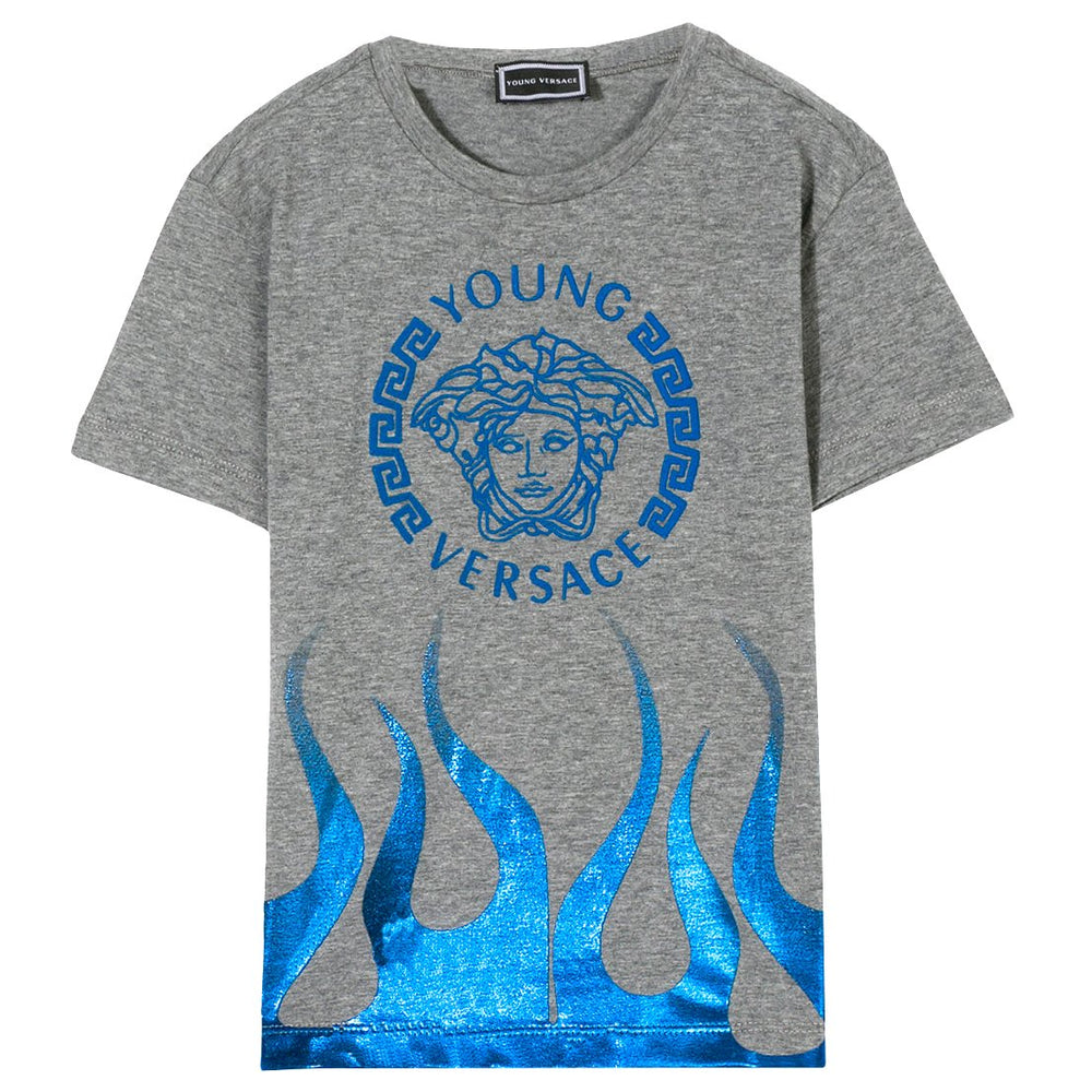 Young Versace boys short sleeve Medusa logo tee in grey