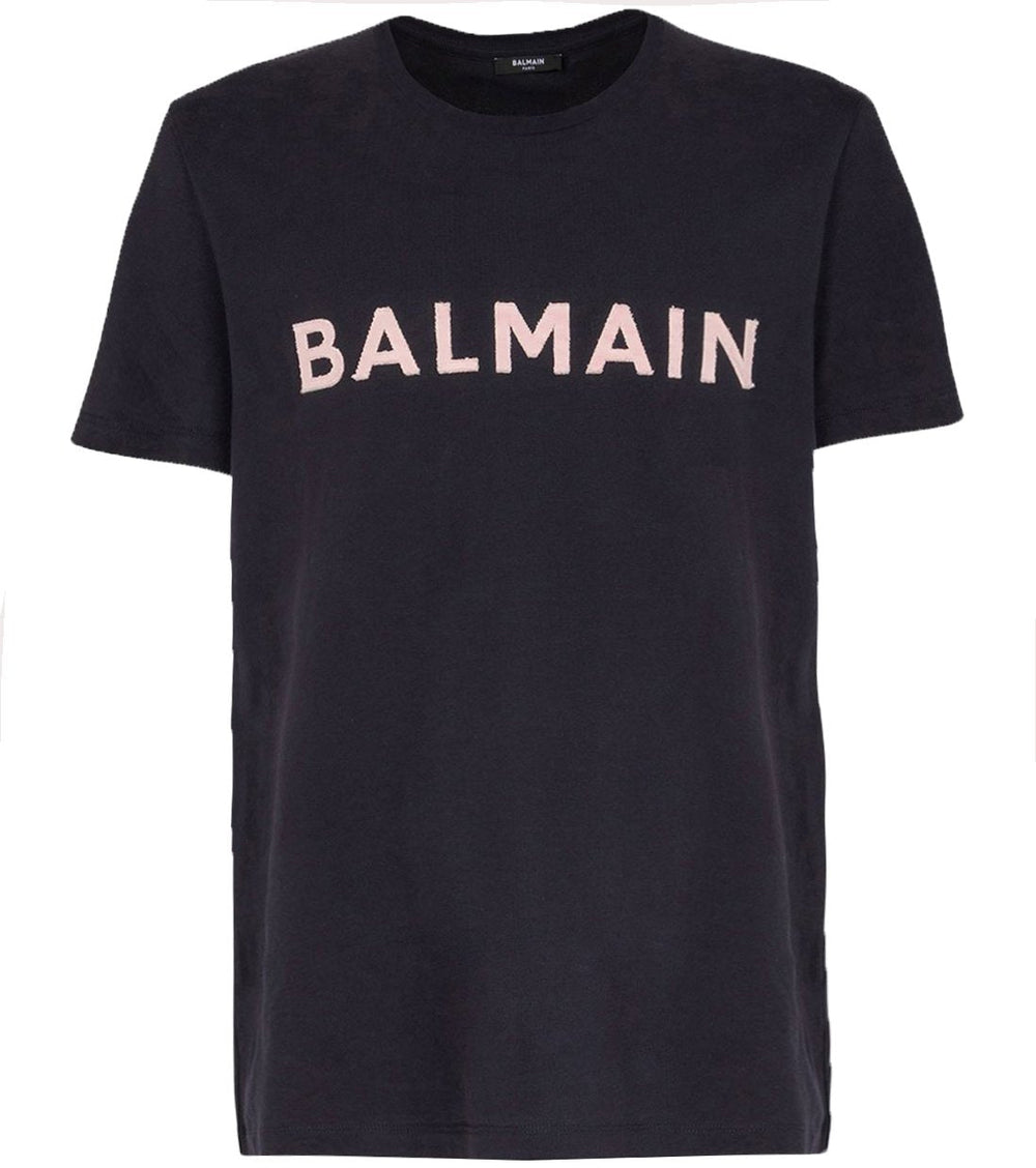 Balmain Logo Tee in light black/navy and pink – view 1 of 3