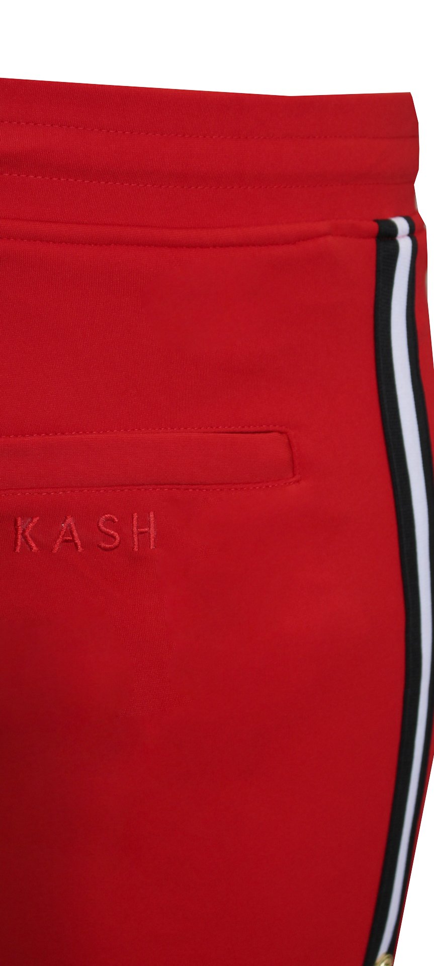 Men's Icon Track Pants with HAMSA Hand and Side Stripes-Red