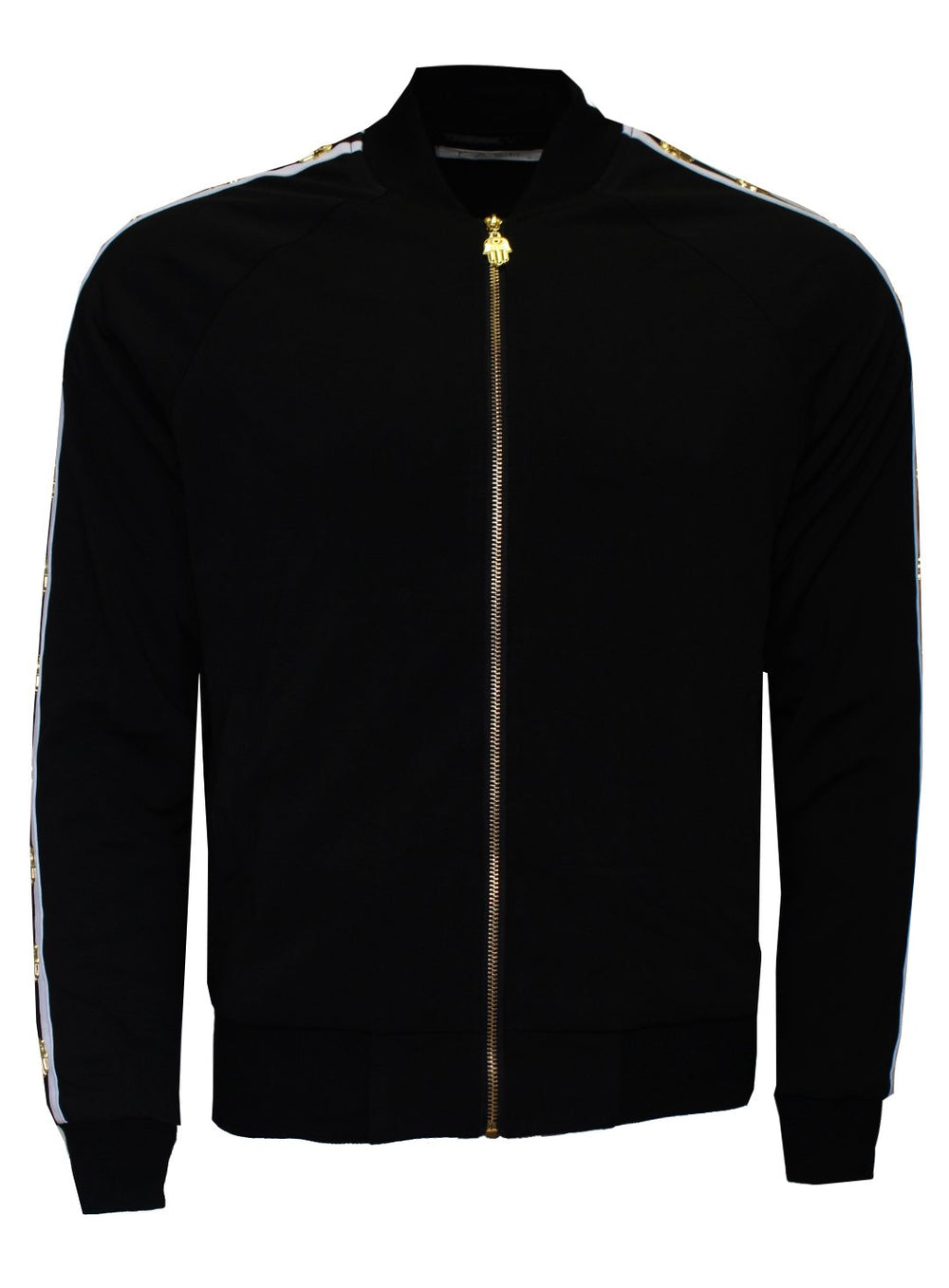Kash Men's Long Sleeve Icon Track Jacket with Hamsa Hand in Black – view 3 of 10