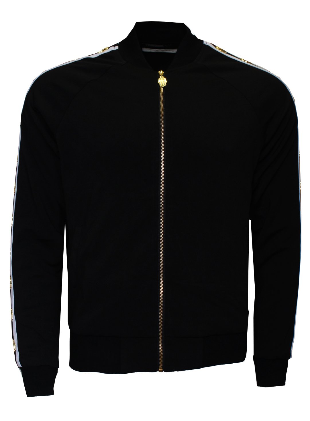 Kash Men's Long Sleeve Icon Track Jacket with Hamsa Hand in Black – view 3 of 10