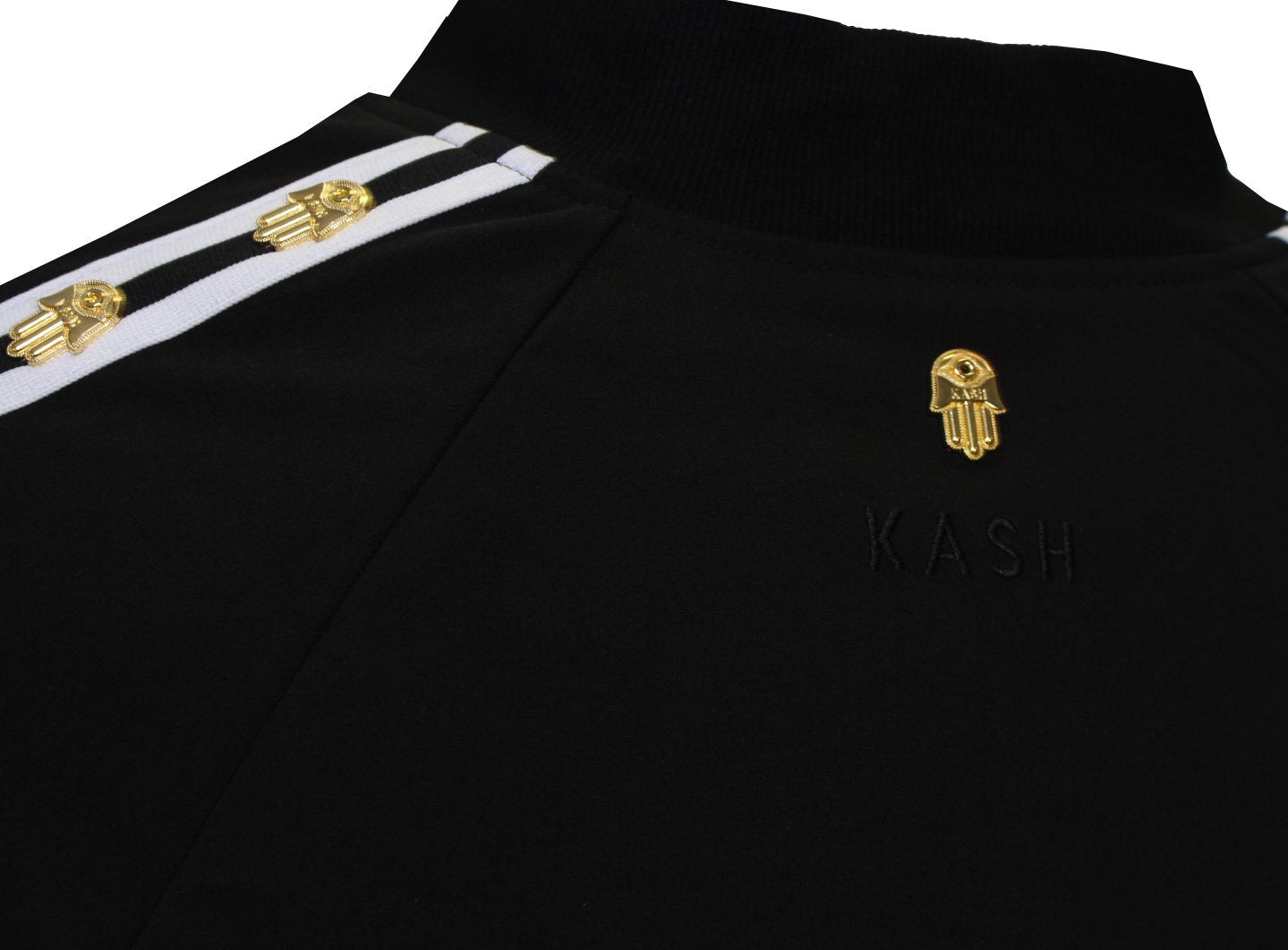 Kash Men's Long Sleeve Icon Track Jacket with Hamsa Hand in Black – view 6 of 10