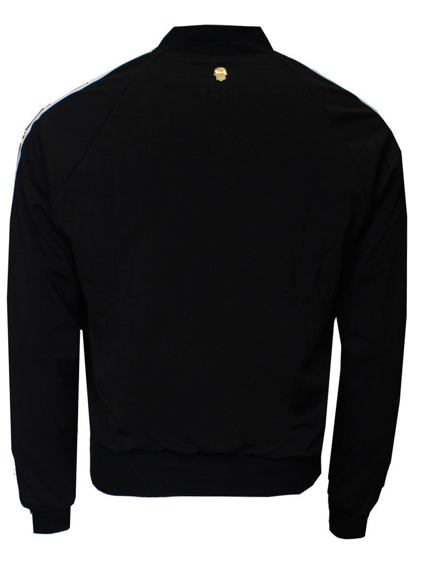 Kash Men's Long Sleeve Icon Track Jacket with Hamsa Hand in Black – view 7 of 10