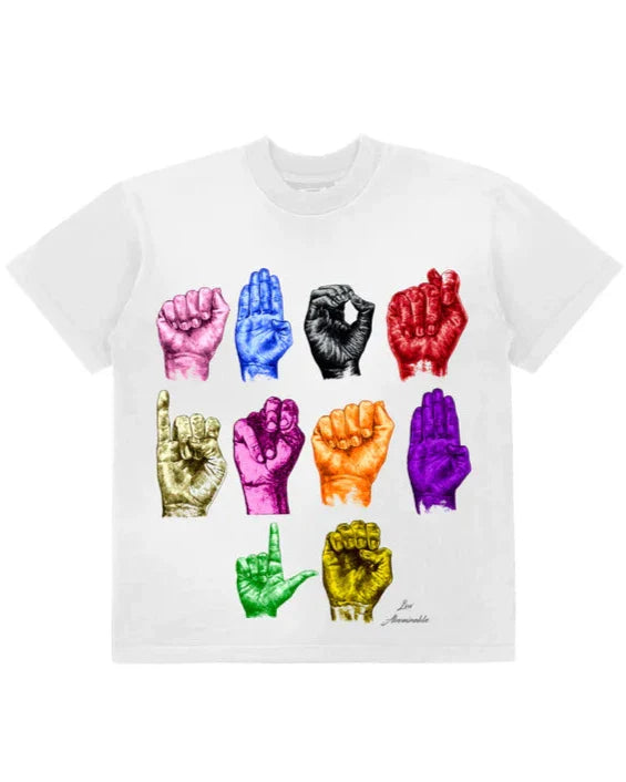 Colorful sign language shirt - White