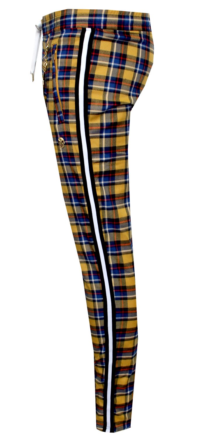 Kash men's plaid track pants from Private School Collection in gold — alternate view 3