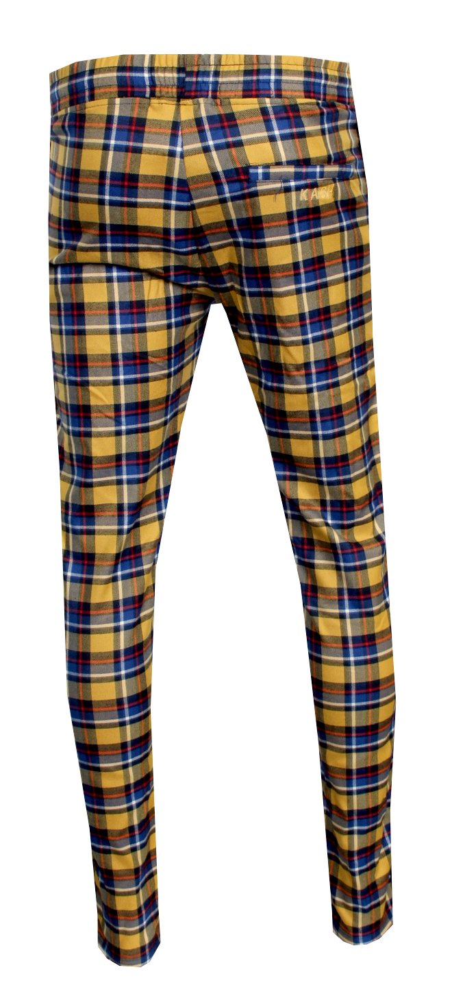 Kash men's plaid track pants from Private School Collection in gold — alternate view 4