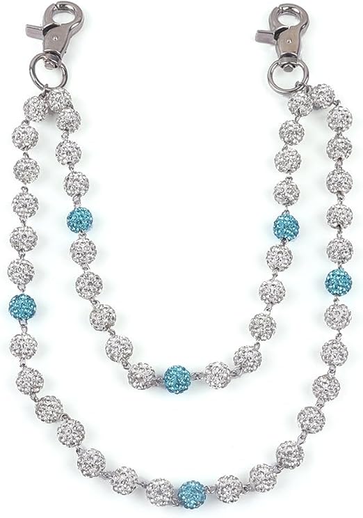 Disco Ball W/sparkling Silver &amp; 6 Light Blue crystal rhinestones 2Row - Silver/Light Blue
