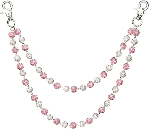 Disco Ball Wallet Chain 2-Row in silver and light pink – view 1 of 1
