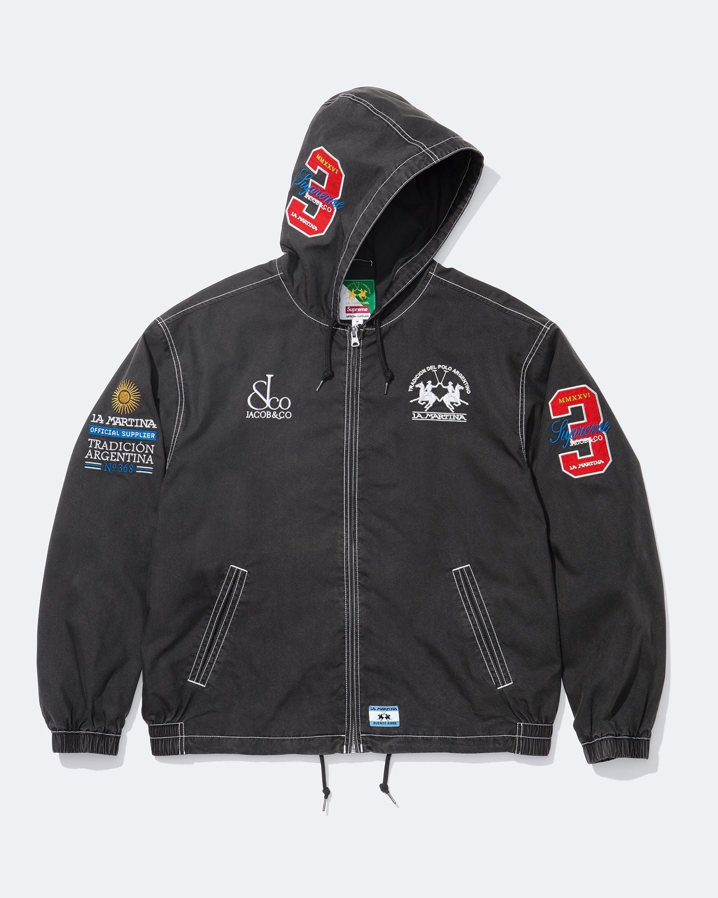 Supreme x La Martina Hooded Jacket Black - front